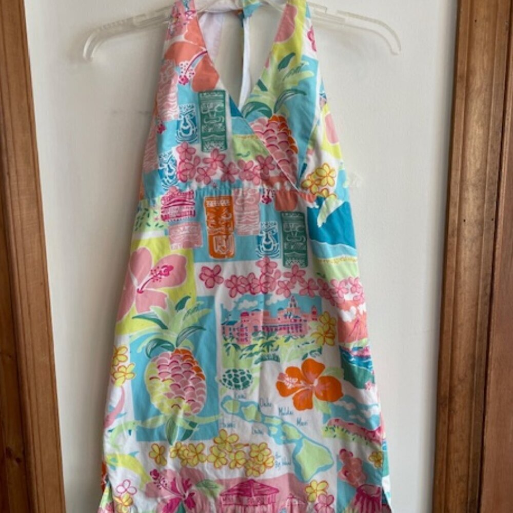 LILLY PULITZER Hawaii Resort 2004 Halter Dress White Label Girl 14 - Picture 4 of 16